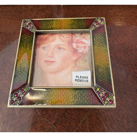 Jay Strongwater Leland Swarovski & Enameled Picture Frame 3”x3” Early Piece - Picture 5 of 10